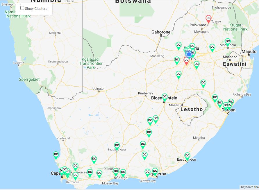 View a live map of available charge points